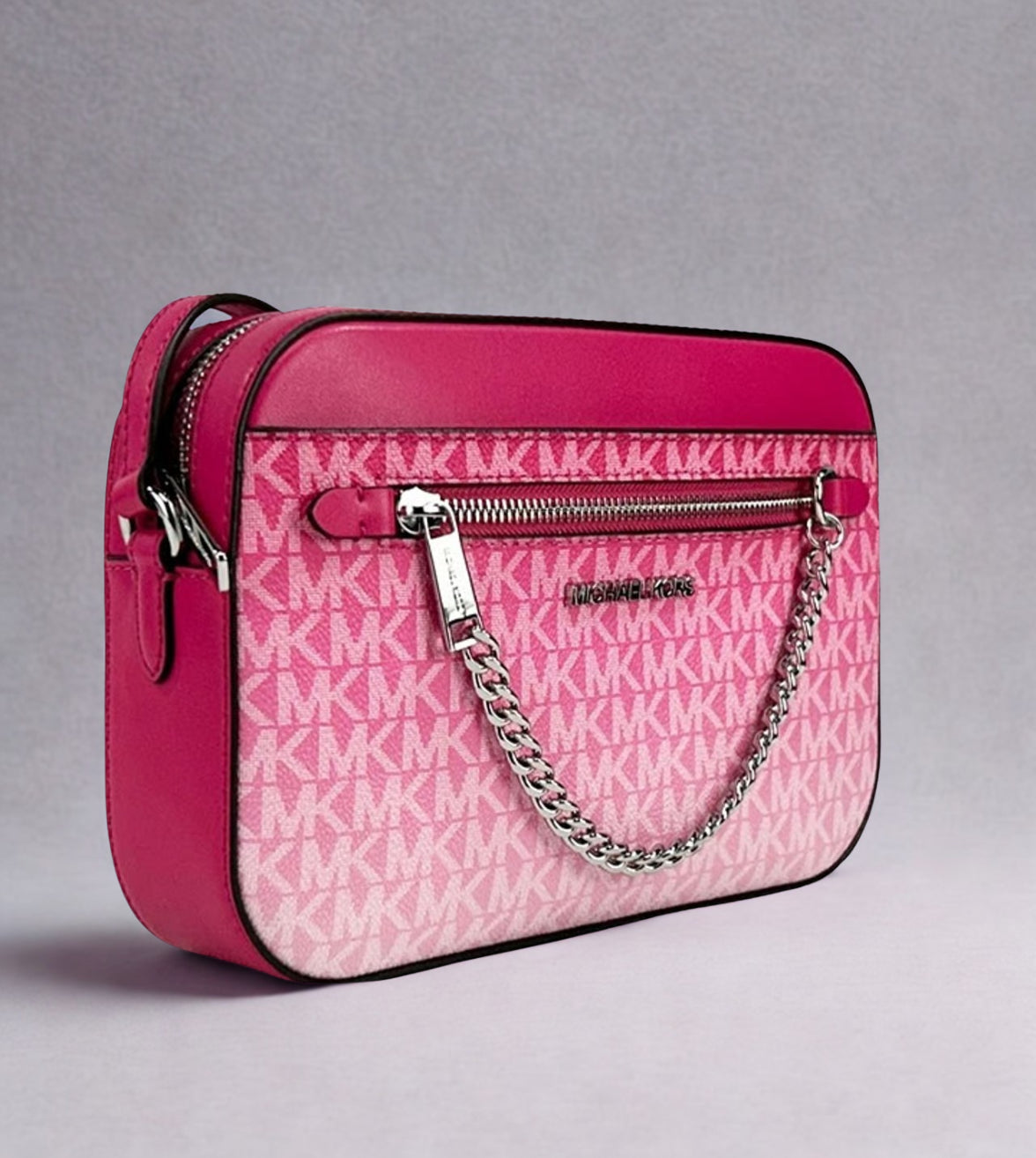 Michael Kors Dragon Fruit Ombré Crossbody – Large Zip Chain Shoulder Purse