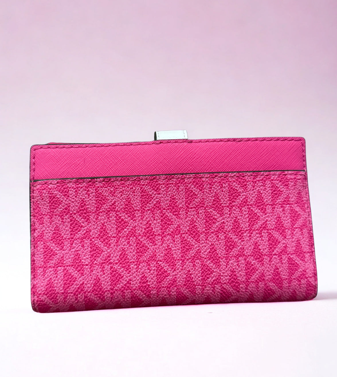 Michael Kors Greenwich Medium Bifold Wallet – Dragonfruit Pink MK Logo with Zip Pocket