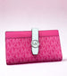 Michael Kors Greenwich Medium Bifold Wallet – Dragonfruit Pink MK Logo with Zip Pocket