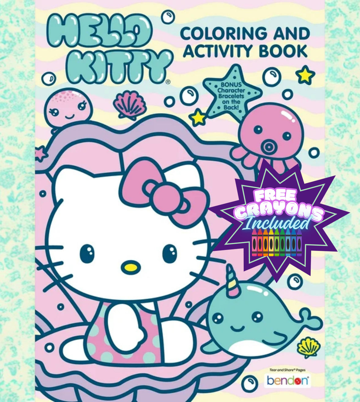 Hello Kitty 64-Page Coloring & Activity Book for Kids – Bendon Paperback Edition (FREE 24pk Crayons included)