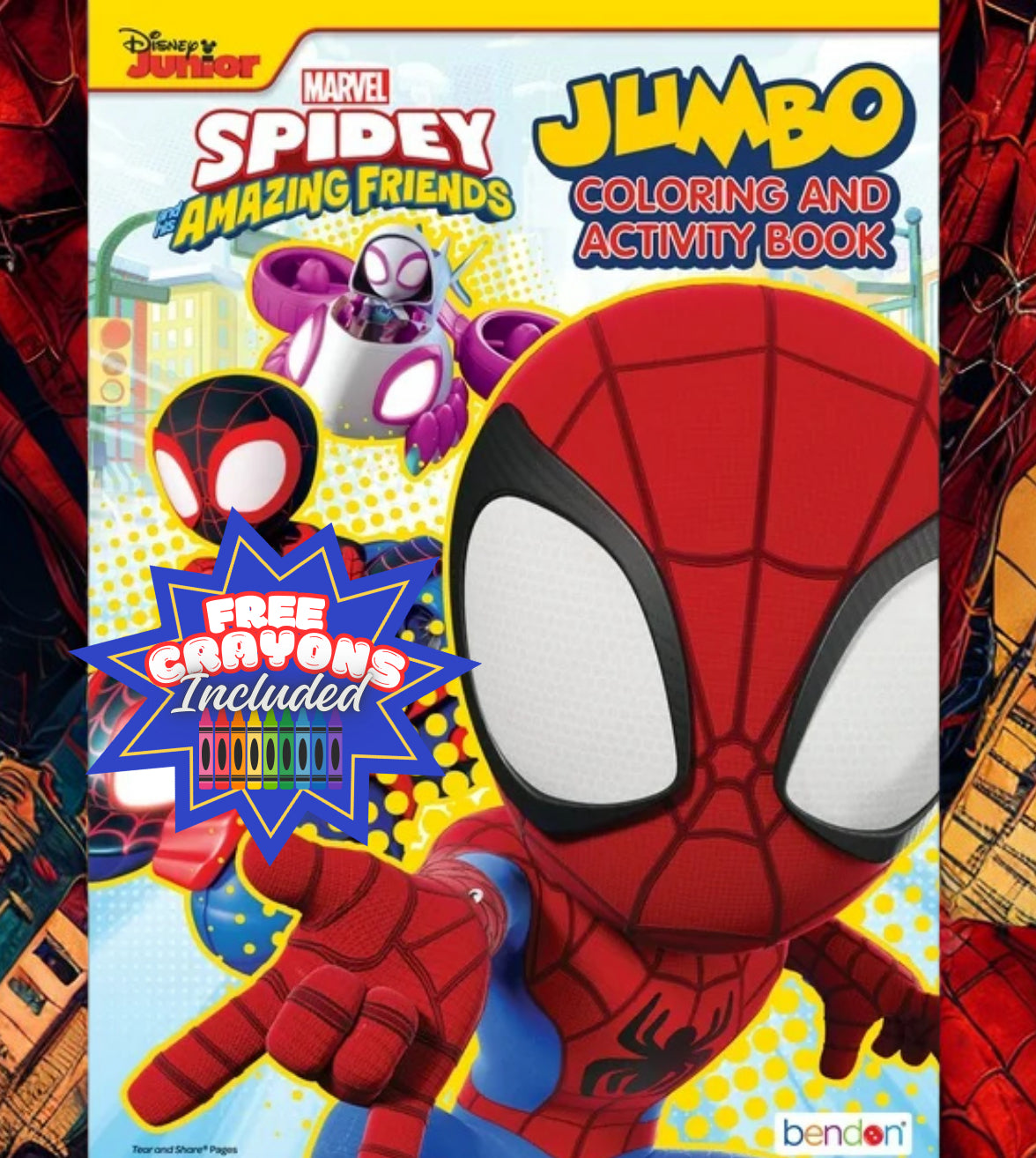 Marvel Spidey and His Amazing Friends 64 Page Coloring & Activity Book for Kids – Bendon Paperback Edition (FREE 24pk Crayons Included)
